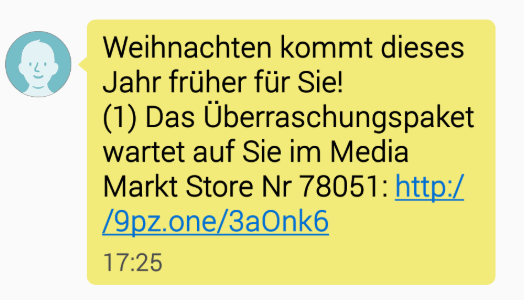 2018-12-21 SMS Media Markt Spam milliardste Google-Suche