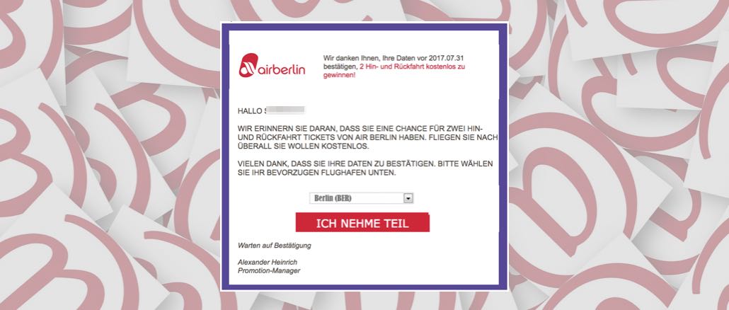 Air Berlin Fluggutschein Gewinnspiel Werbung