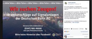 Brandanschlag Deutsche Bahn Polizei sucht Zeugen