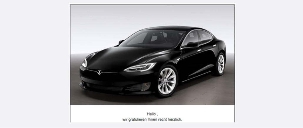 E-Mail Spam Gewinnspiel Tesla Modell S