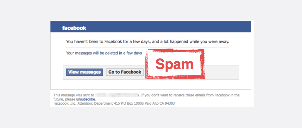 Facebook Spam-Mail Your messages will be deleted in a few days workings