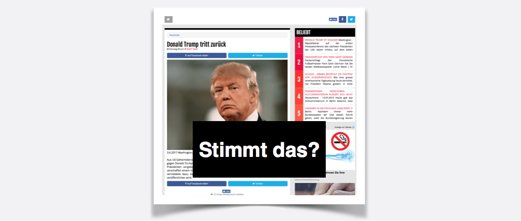 Falschmeldung Donald Trump tritt zurück