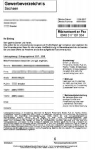 Fax Spam Gewerbeverzeichnis