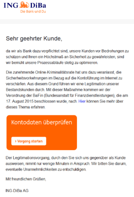 Ing-DiBa Spam Mail Datenabgleich