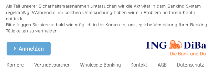 Ing-DiBa Spam Mail Problem mit Konto