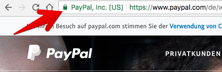 PayPal HTTPS Browser Anzeige