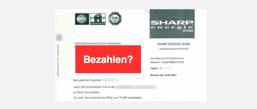 Rechnung Sharp Energie BVBA Betrug