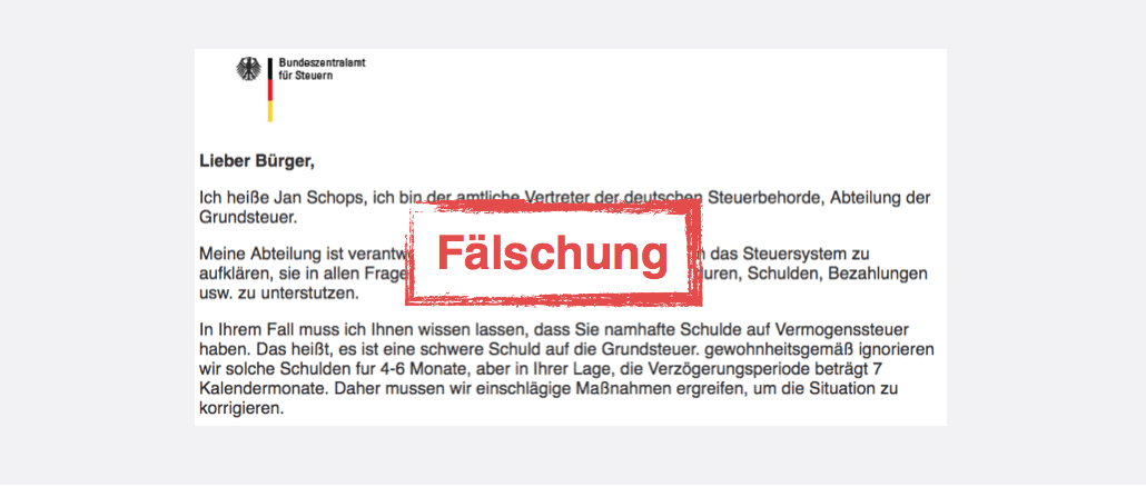 2017-07-25 Spam-Mail Bundeszentralamt fuer Steuern Virus