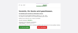 2017-07-27 HB Swiss Spam Mail Vorsicht Ihr Konto wird geschlossen