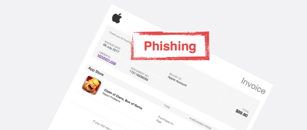 Apple Spam Phishing Mail Fraud transaction on your ID