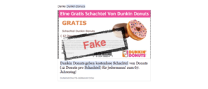 Facebook Dunkin Donuts gratis Schachtel