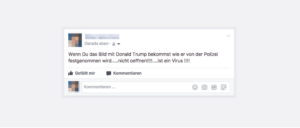 Facebook Kettenbrief Festnahme Donald Trump Foto Virus