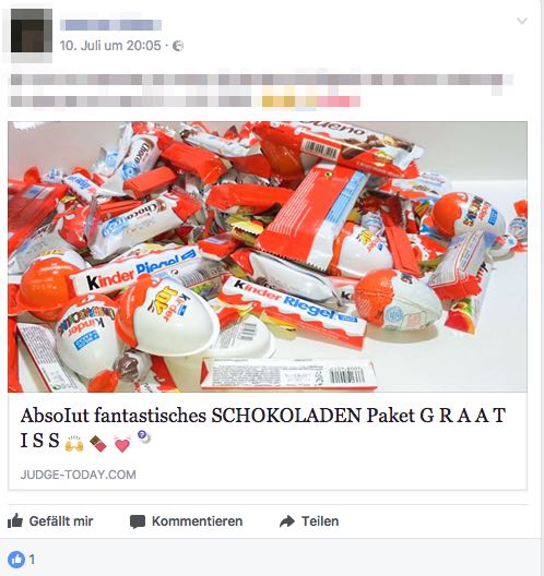 Facebook Post Schokoladenpaket Kinder