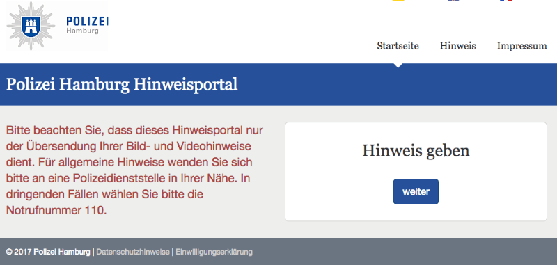 Polizei Hamburg Hinweisportal