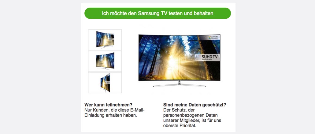 Spam E-Mail Samsung TV testen und behalten