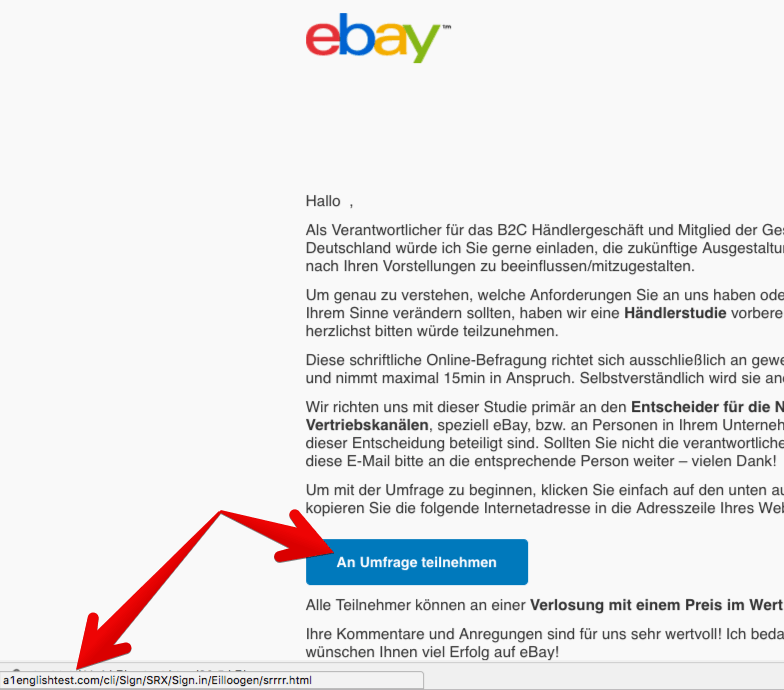 eBay Spam als phishing erkennen
