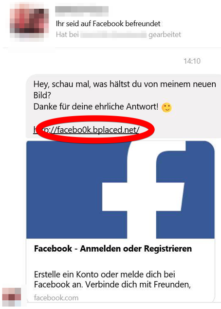 2017-08-07 Facebook Phishing Messenger Nachricht