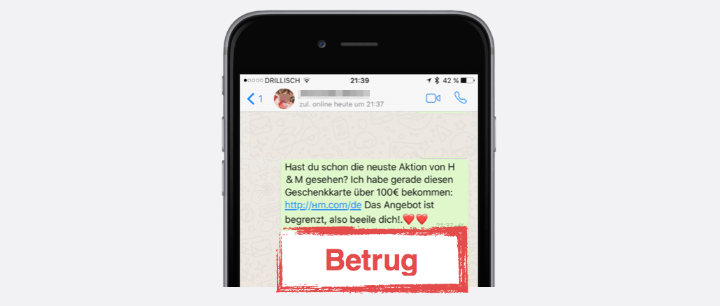 2017-08-18 WhatsApp Spam Kettenbrief HM Geschenkkarte