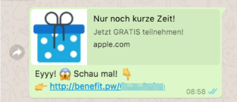 2017-08-22 WhatsApp Spam Kettenbrief Eyyy Schau mal iPhone 7 Gutscheine