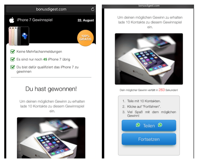 WhatsApp Gewinnspiel iPhone 7 2