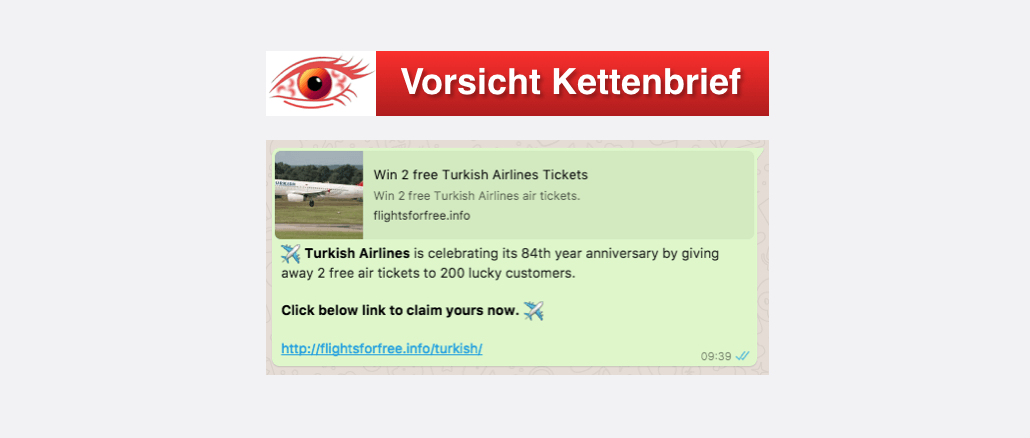 2017-09-04 Kettenbrief WhatsApp 2 Flugtickets gewinnen