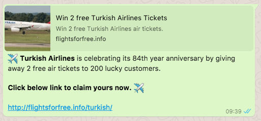 2017-09-04 Turkish Airlines Kettenbrief WhatsApp