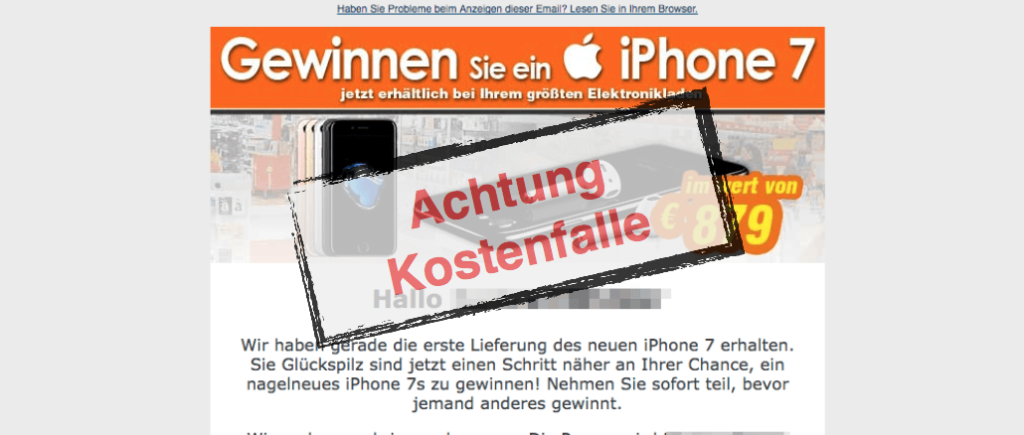 Gewinnspiel-Abzocke: E-Mail im Namen von Apple iPhone ist eine Falle