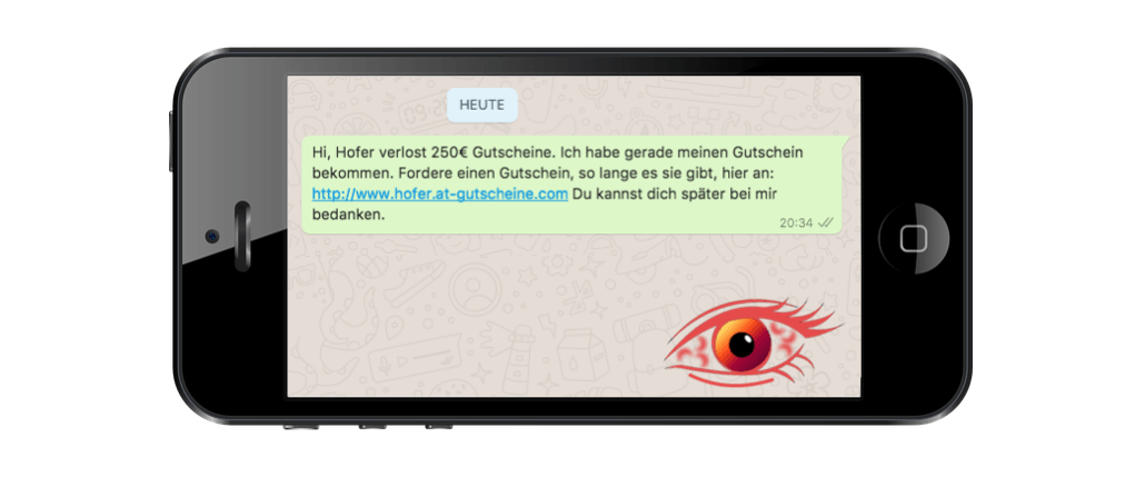 2017-09-13 250 Euro Gutschein Hofer Fake-Gewinnspiel WhatsApp Kettenbrief