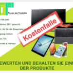 2017-09-29 Spam Mail Kostenfalle Produkttester gesucht