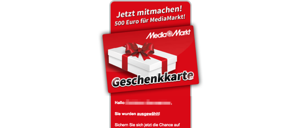 E-Mail Werbung Gewinnspiel 500 Euro Media Markt Gutschein