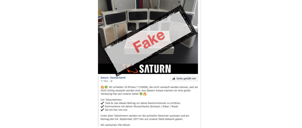 Saturn Gewinnspiel Facebook Fake