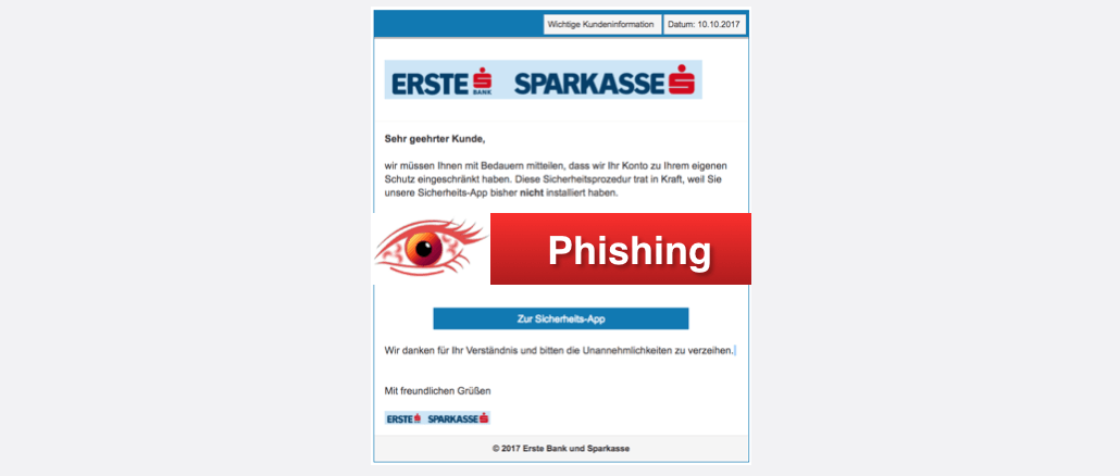 2017-10-13 Erste Bank Sparkasse Phishing Wichtige Kundeninformation