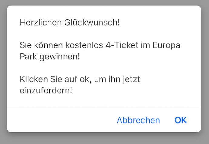 Europa Park Kettenbrief Fake Spam 1