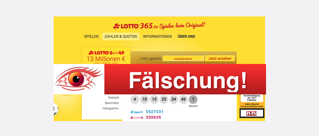 lotto365.de Fälschung fake betrug