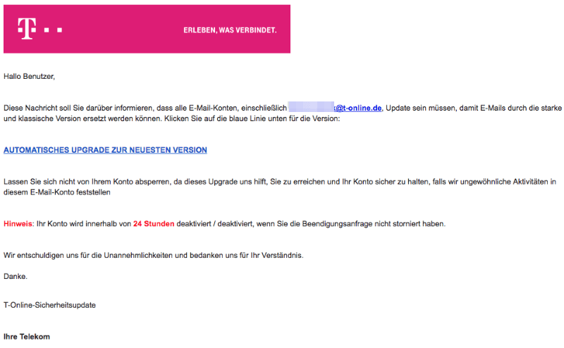 2018-02-08 Telekom Spam Mail Phishing E-Mail-Adresse gesperrt