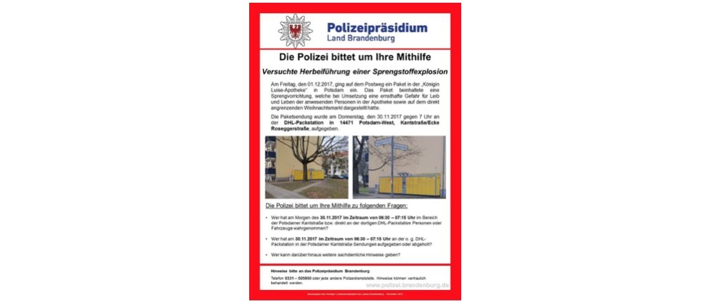 Fahndungsaufruf Polizei Brandenburg