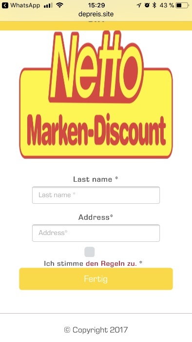 Kettenbrief WhatsApp Netto Gutschein 250 Euro