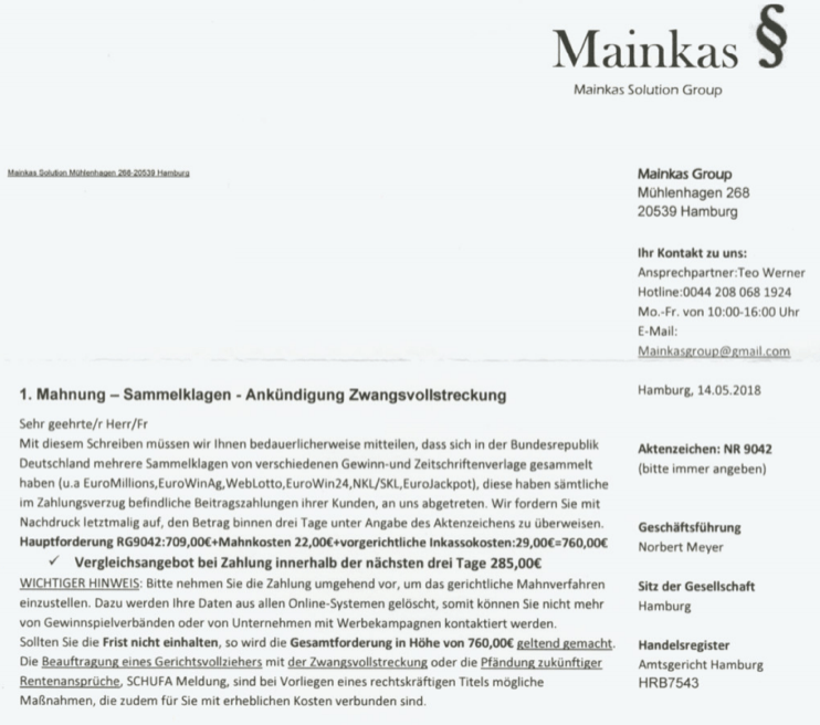 2018-05-17 Mahnung Mainkas Solution Group