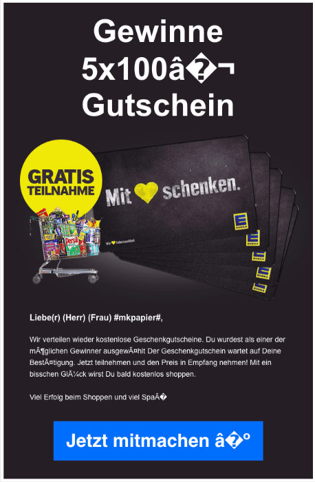 2018-12-03 Fake-Gewinnspiel Edeka 500 Euro