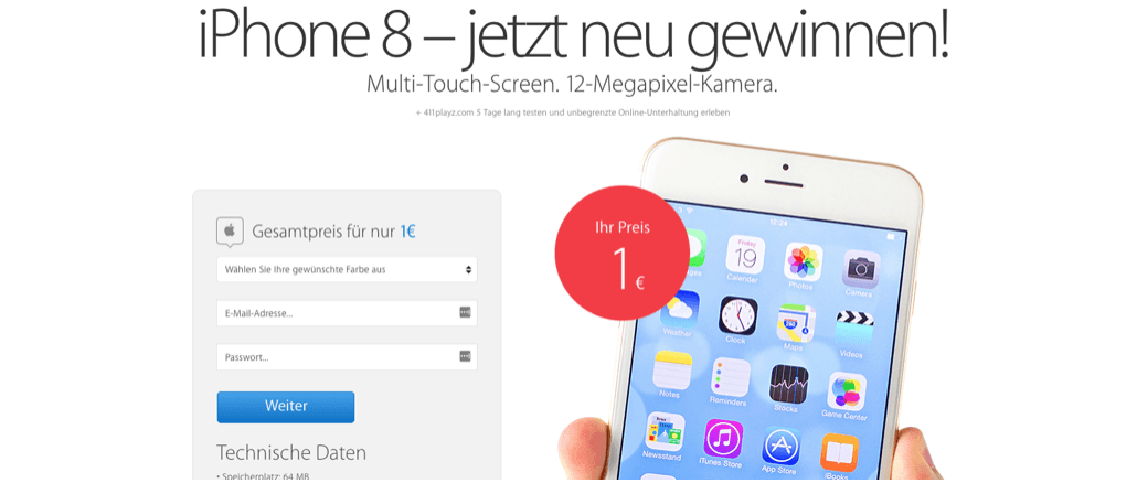 Abofalle iPhone 8 für einen Euro