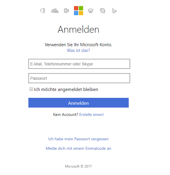 Diese Login-Webseite im Microsoft-Design ist gefälscht