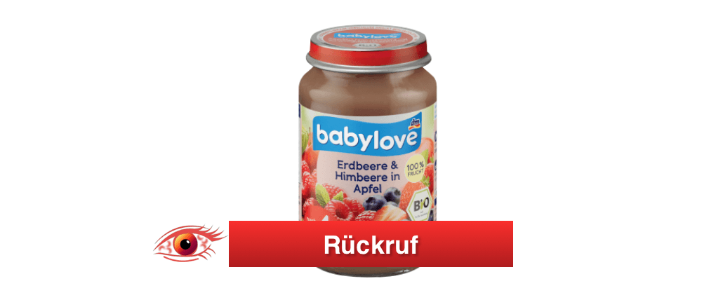 Rückruf babylove Erdbeere und Himbeere in Apfel