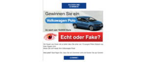 Spam-Mail VW Polo Gewinnspiel
