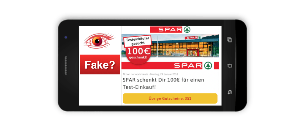 WhatsApp Kettenbrief Spar Filial-Tester gesucht 100 Euro Gutschein