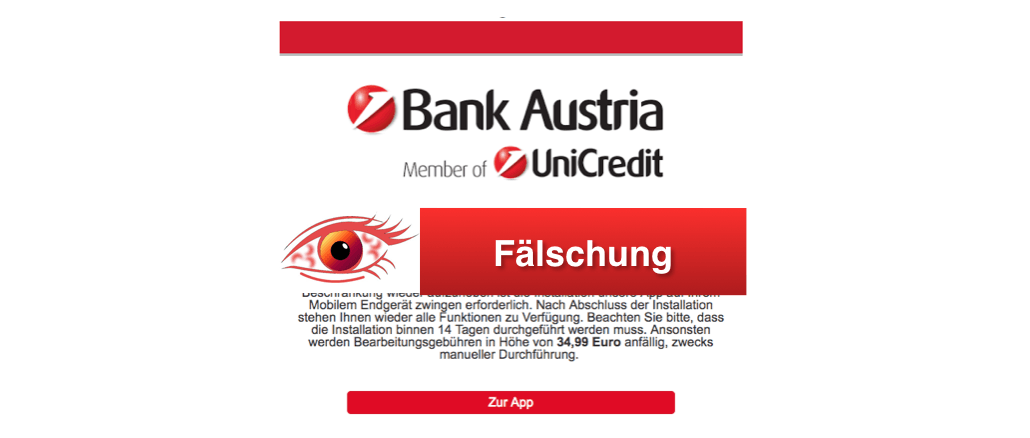 2018-02-28 Bank Austria aktuell Spam-Mail Kundeninformation