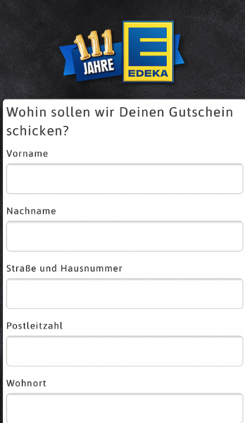 Edeka Geburtstagsgutscheine 250 Euro Fake Adresseingabe