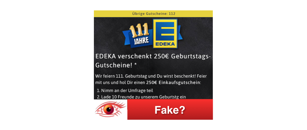 Edeka Geburtstagsgutscheine 250 Euro Fake Kettenbrief