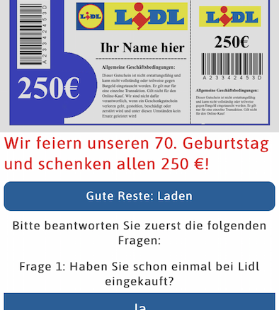 Lidl 250 Euro Gutschein