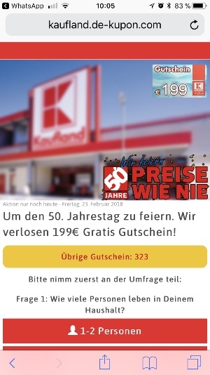 WhatsApp Facebook Kettenbrief Kaufland 199 Euro Geschenkkarte 4