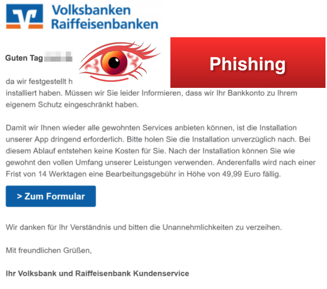 2018-03-07 Volksbank Spam Sicherheits-App Ihr VR Konto wurde eingeschränkt